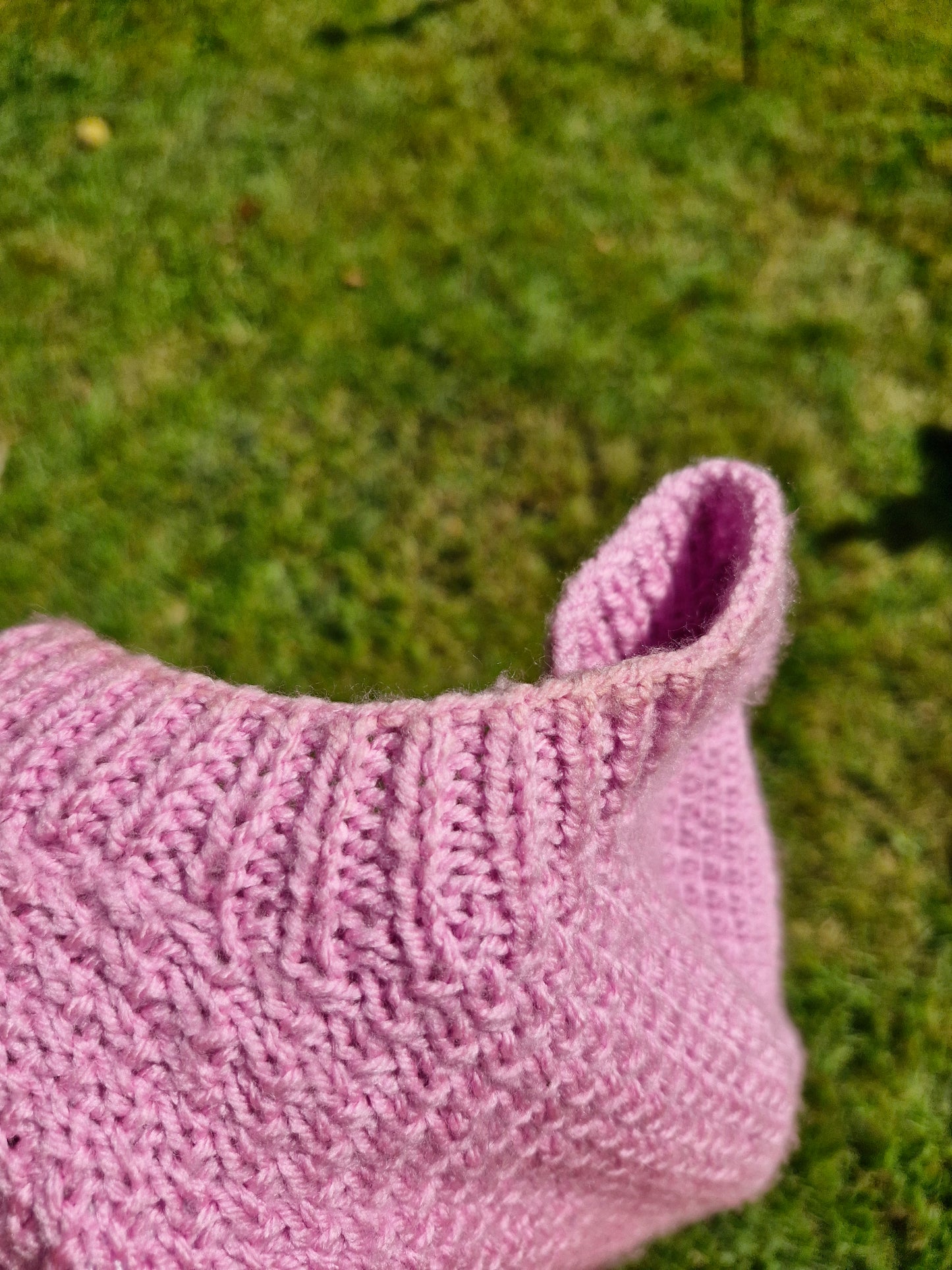 Handknitted Vintage Short Sleeve Pink Lilac Jumper M L