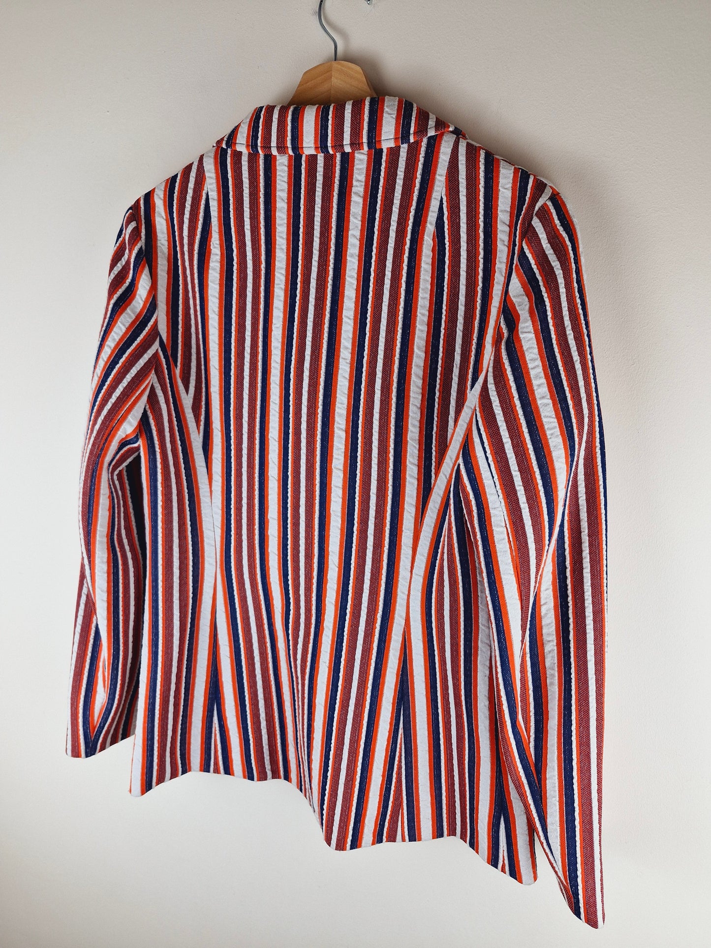1970s Pinstripe Red White Jacket Blazer M