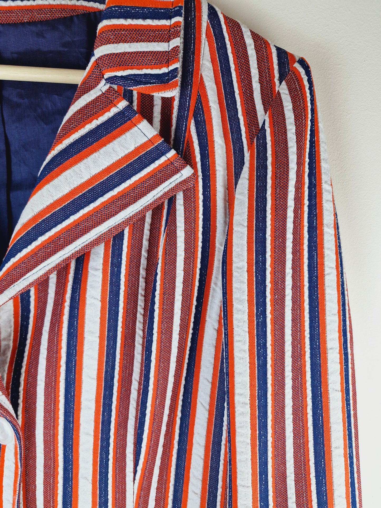 1970s Pinstripe Red White Jacket Blazer M