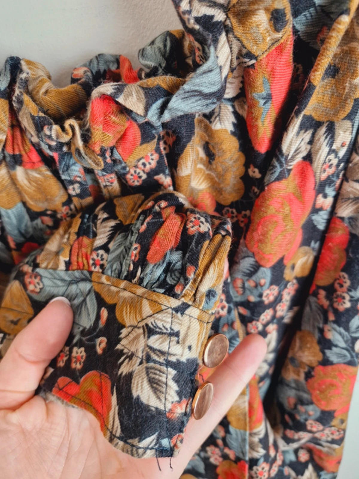 Womens Vintage Floral High Waisted Trousers Retro Viscose M