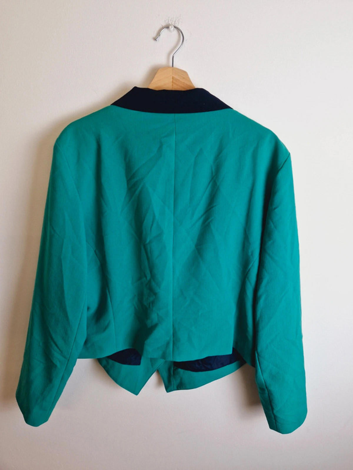 Womens Vintage Cropped Blazer Jacket Green Top XL UK18
