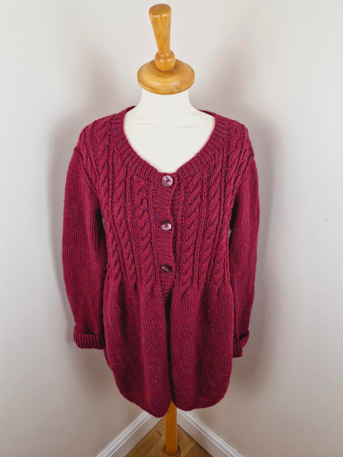 Handknitted Cardigan Purple XL