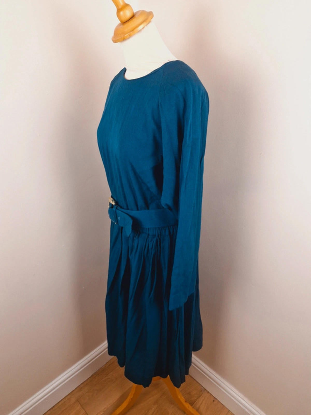 Midi Teal Long Sleeve Dress M L