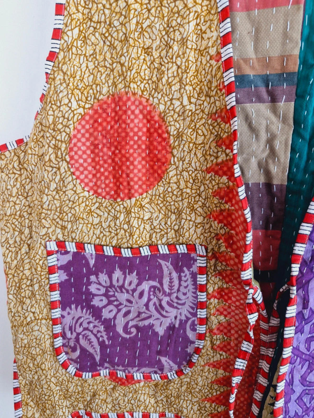Reversible Kantha Waistcoat Gilet L