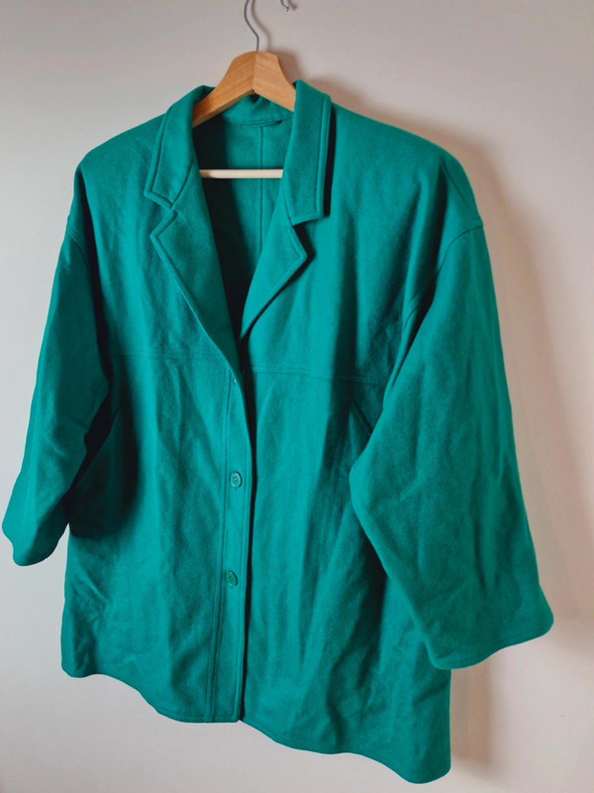 Womens Vintage Italian Green Wool Blend Jacket Coat Blazer UK20