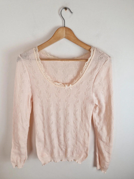 Peach Long Sleeve Cottagecore Top M