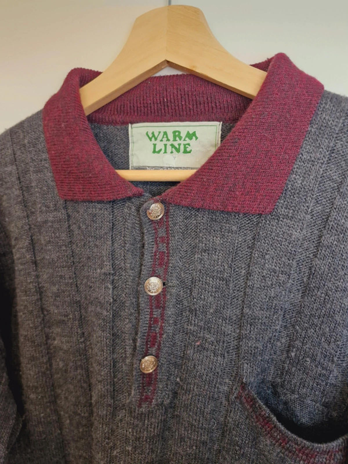 Mens Vintage Retro Grey Knitted Jumper Sweater Top M L