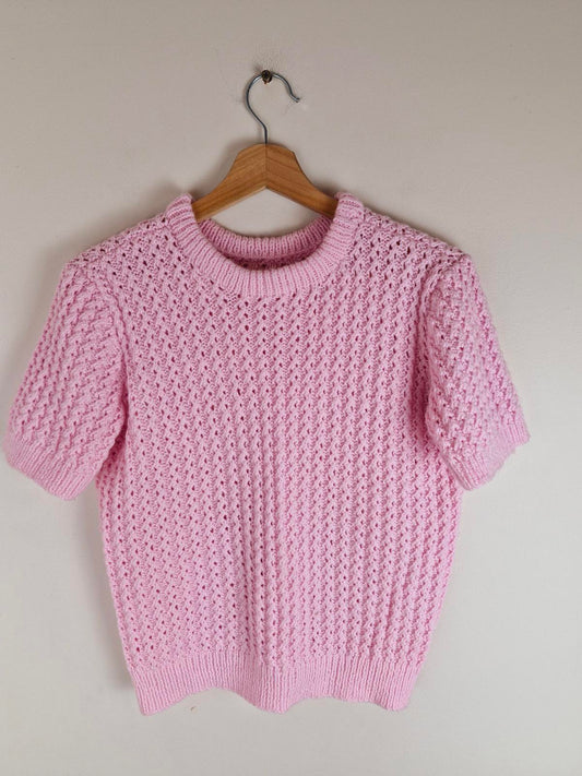 Handknitted Pink Jumper M L