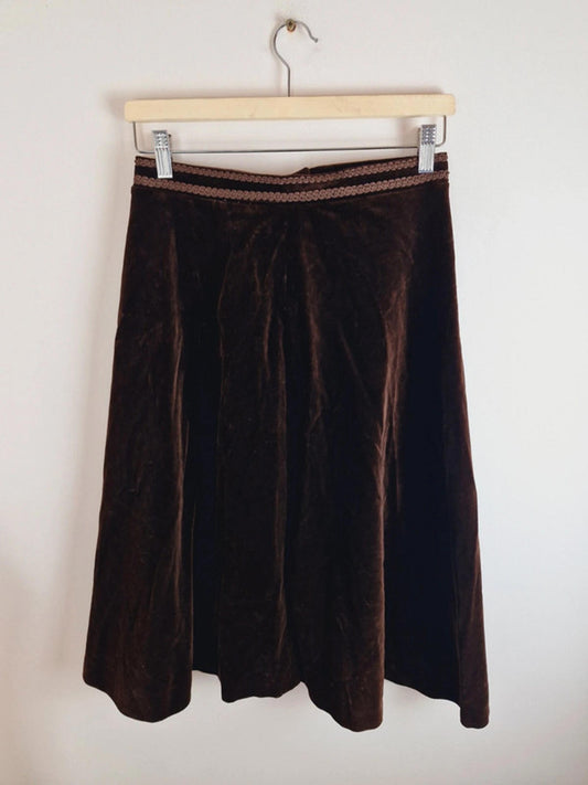 1970s Velvet Aline Skirt UK10 S