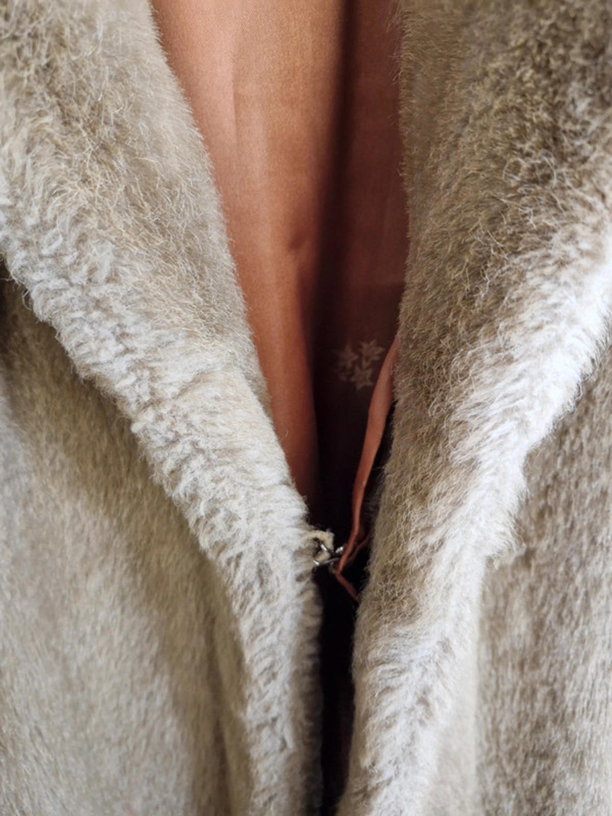 Womens Vintage 1960s 60s Retro Faux Fur Beige Coat Jacket M UK12
