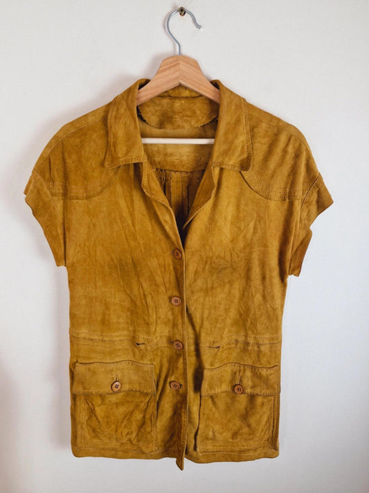 1970s Suede Waistcoat Jacket S