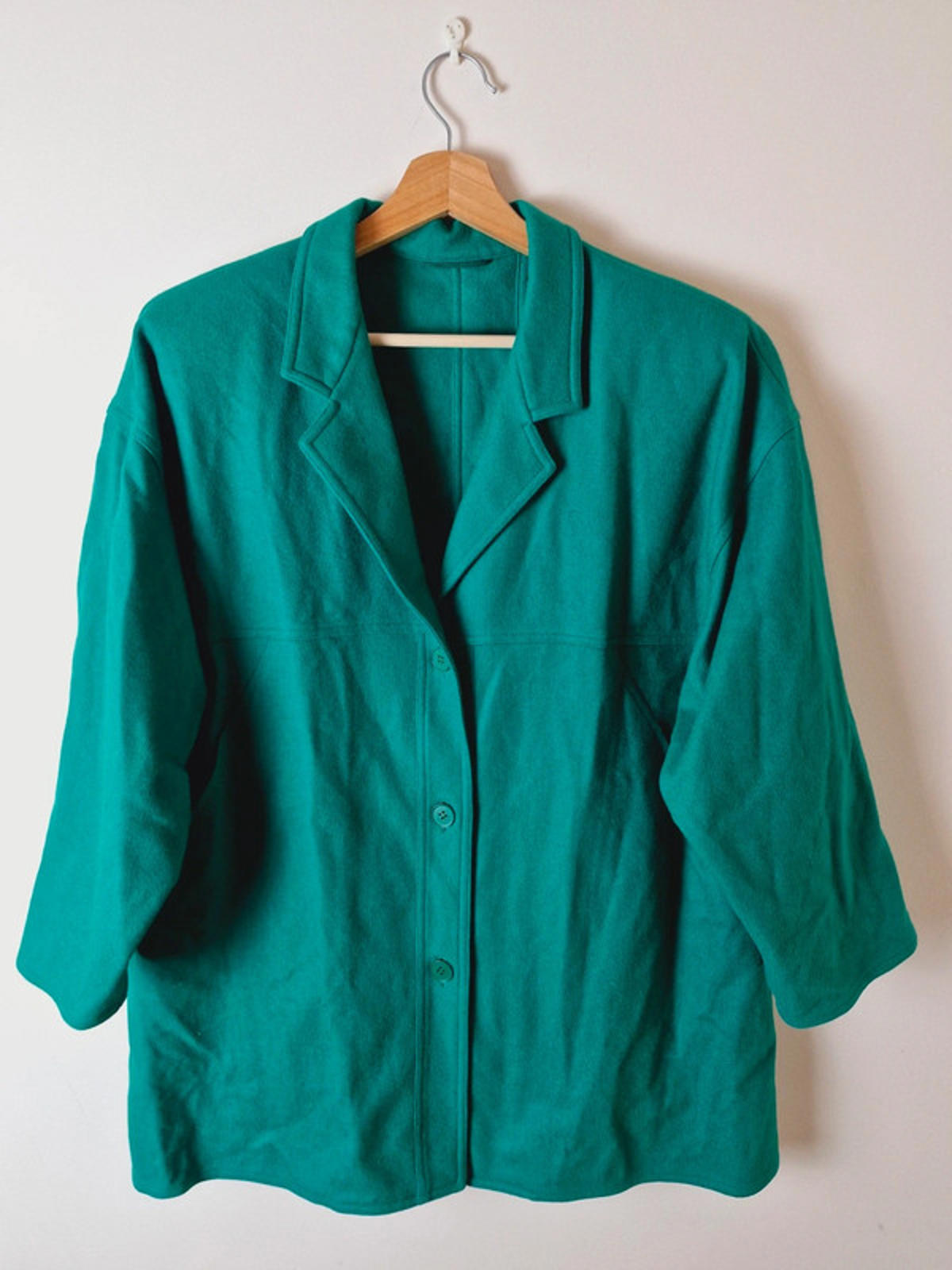 Womens Vintage Italian Green Wool Blend Jacket Coat Blazer UK20