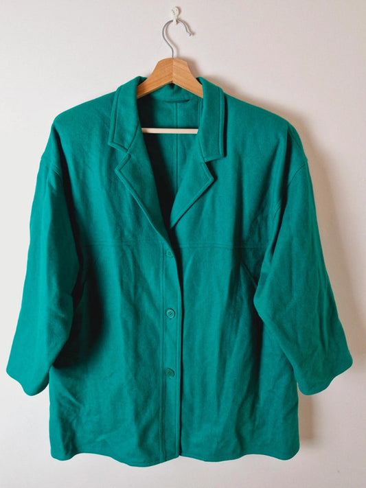 Womens Vintage Italian Green Wool Blend Jacket Coat Blazer UK20