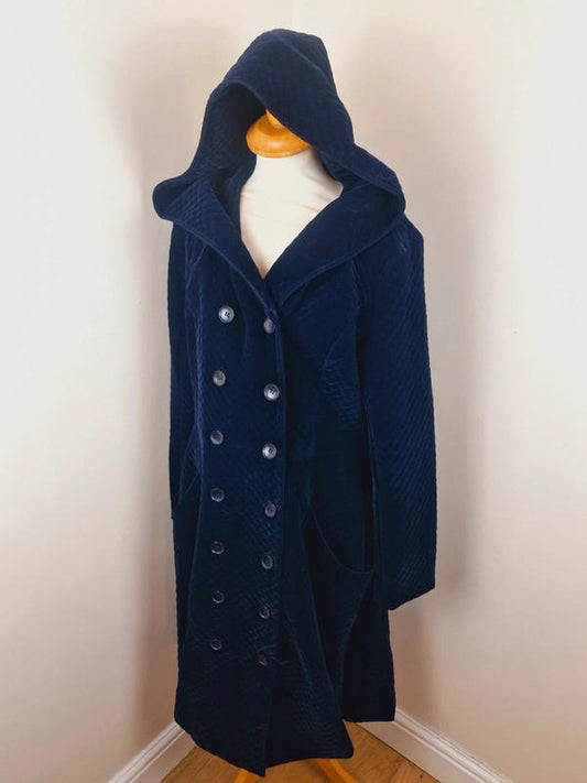 Long Hooded Velvet Coat XL