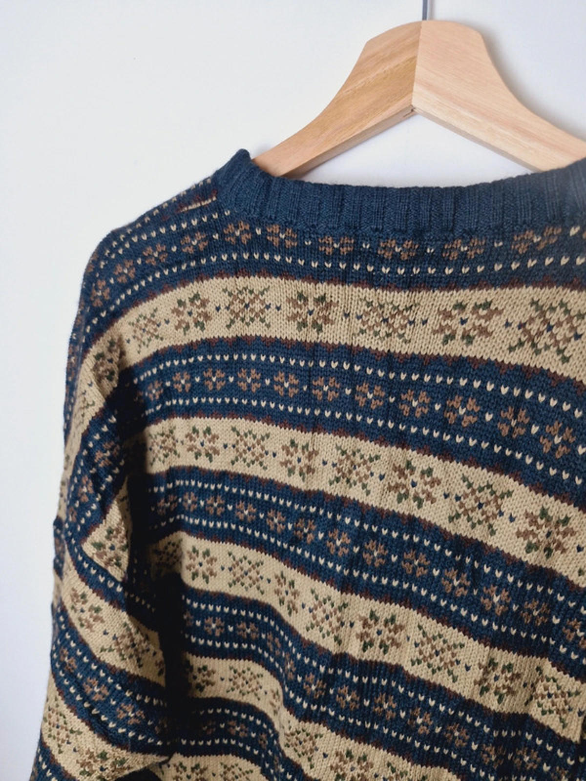 Mens Vintage Farah Knitted Jumper Sweater Round Neck L