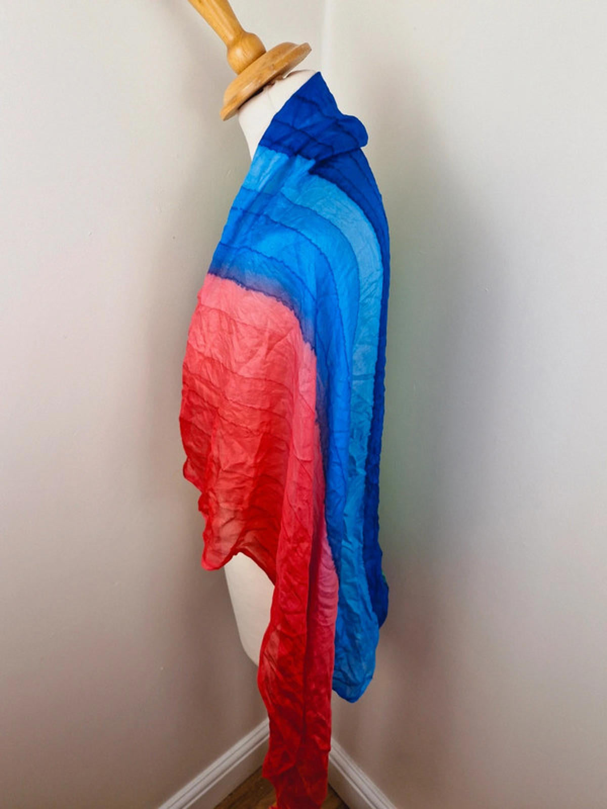 Womens Vintage Multicoloured Silk Large Scarf Shawl Striped