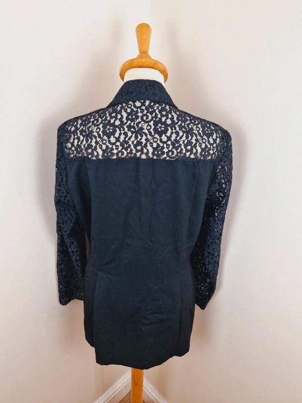 90s Black Lace Blazer S M