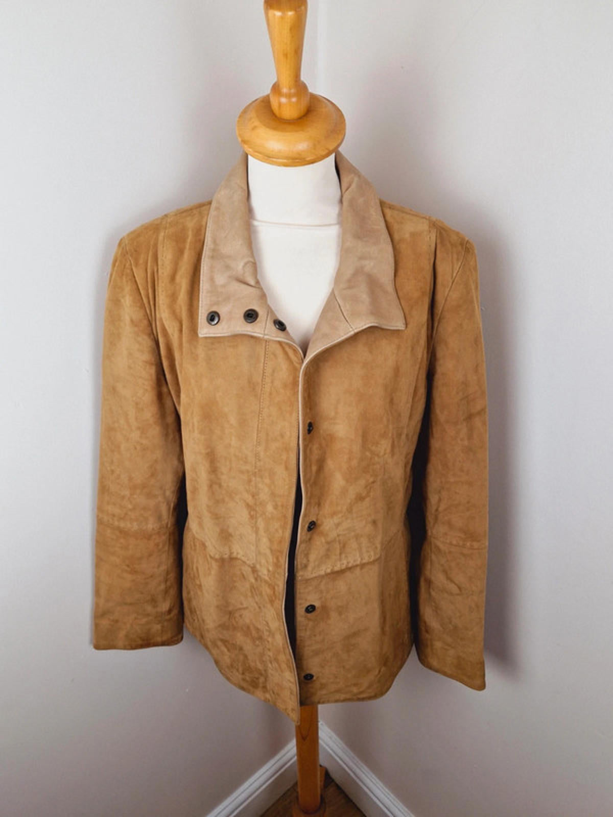 Tan Leather Suede Jacket M L