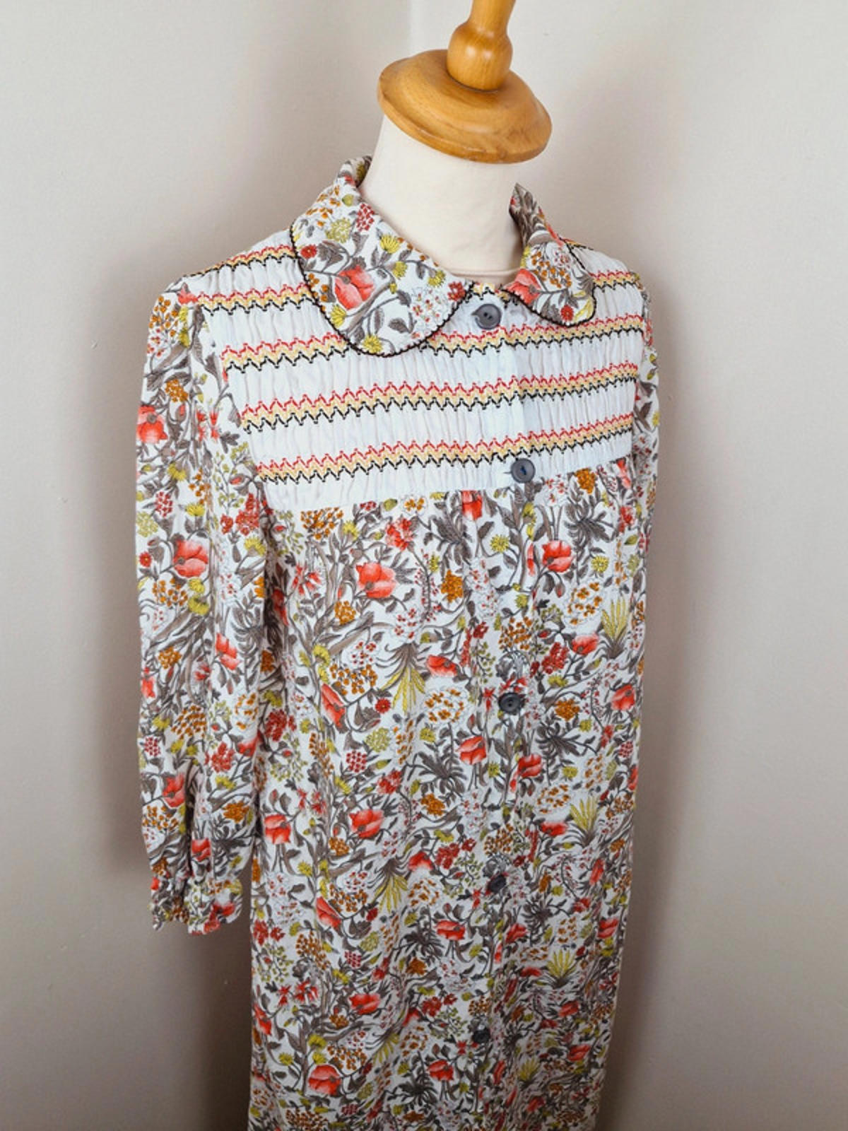 Womens Vintage St Michael 1970s 70s Long Shirtdress Dress Cotton UK10