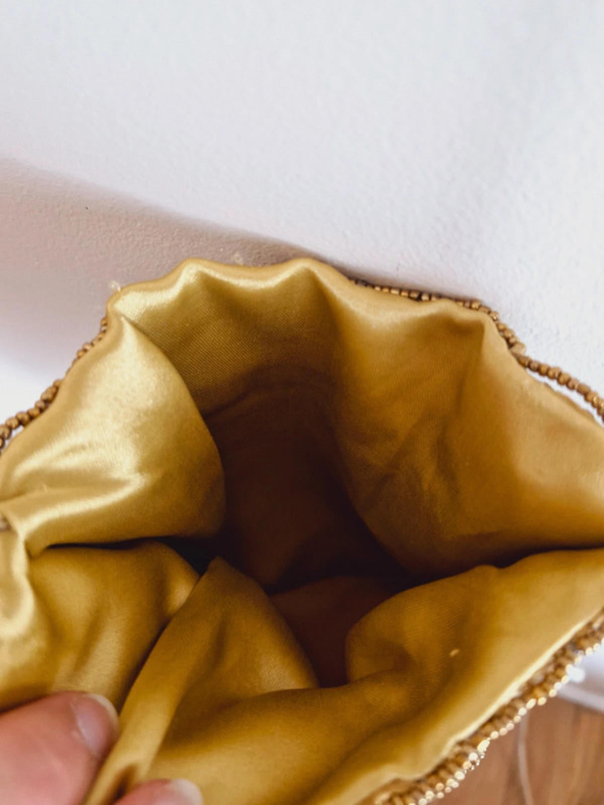 Gold Beaded Shoulder Bag