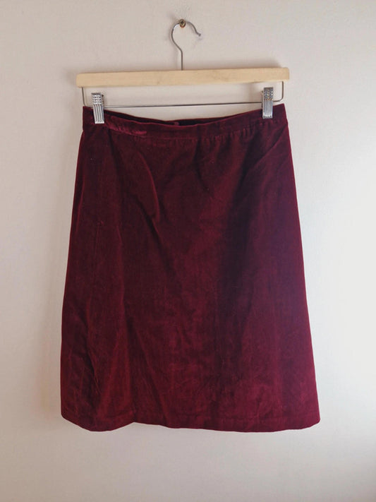 Burgundy Velvet Skirt S