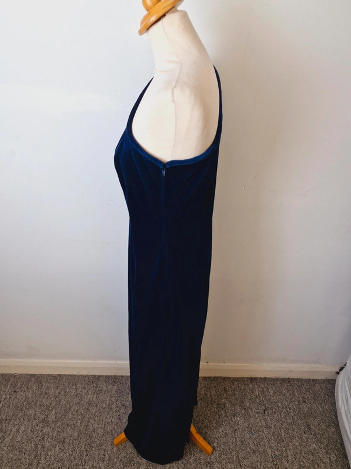 Womens Vintage One Shoulder Long Maxi Velvet Dress L