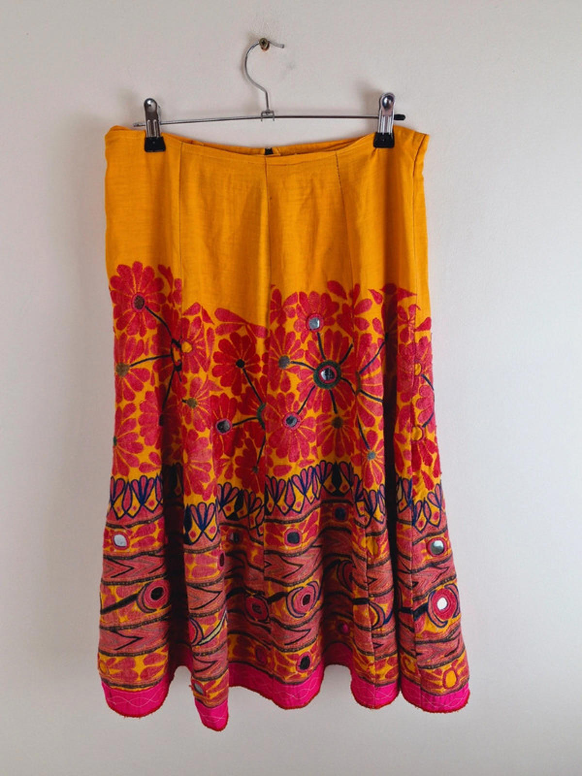 Boho Cotton Aline Midi Skirt M