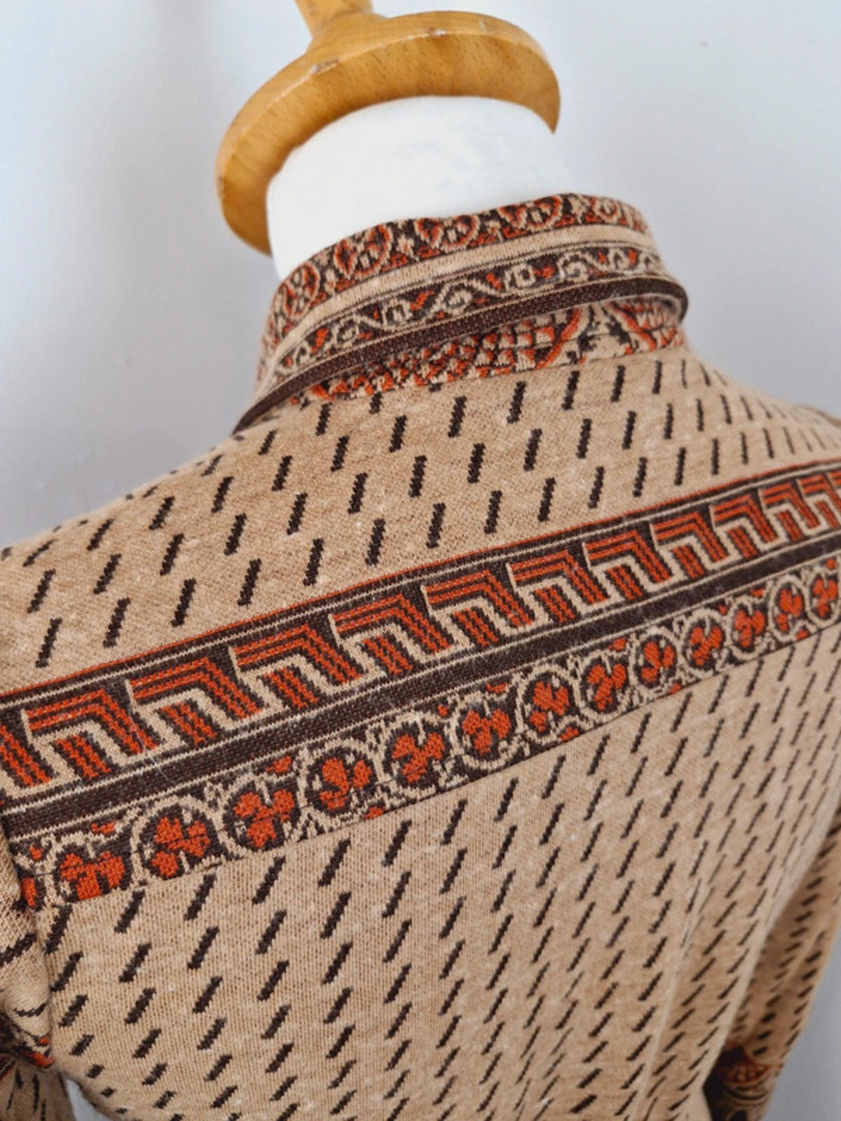 Womens Vintage 1970s 70s Collar Long Sleeve Shirt Dress S