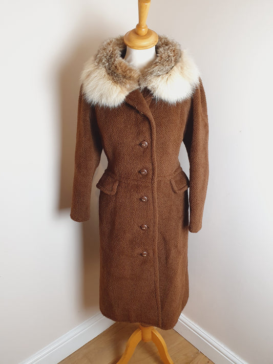 Vintage 1960s Fur Collar Coat S