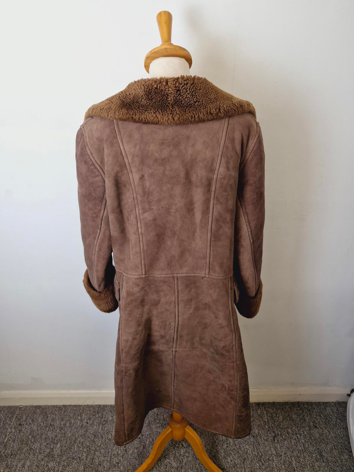 Womens Vintage 1970s 70s Long Penny Lane Afghan Coat Jacket S