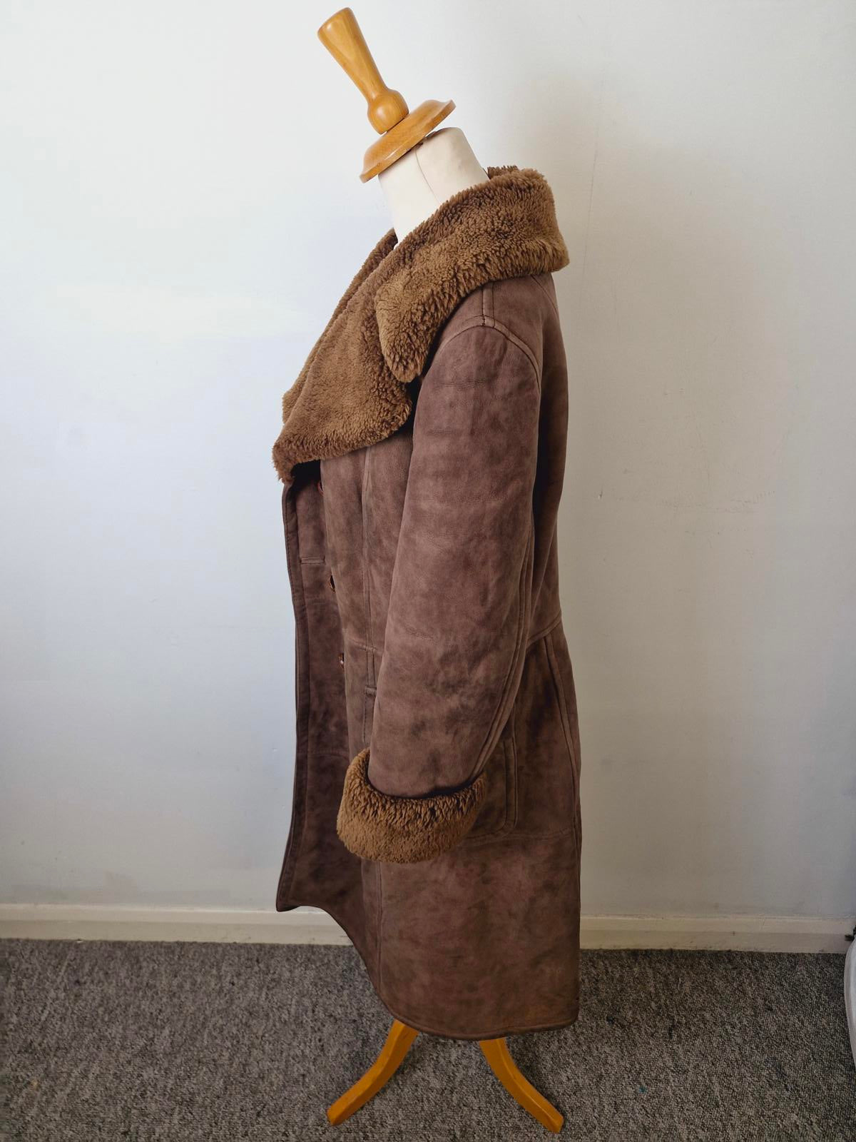 Womens Vintage 1970s 70s Long Penny Lane Afghan Coat Jacket S
