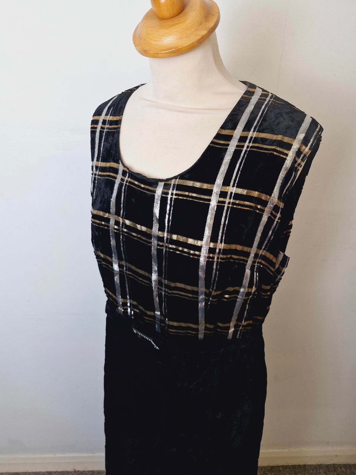 Womens Vintage Long Maxi Velvet Black Dress M