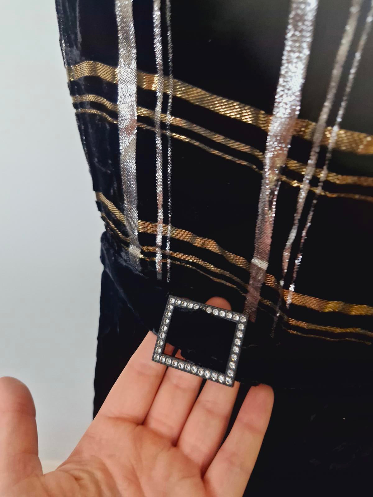 Womens Vintage Long Maxi Velvet Black Dress M