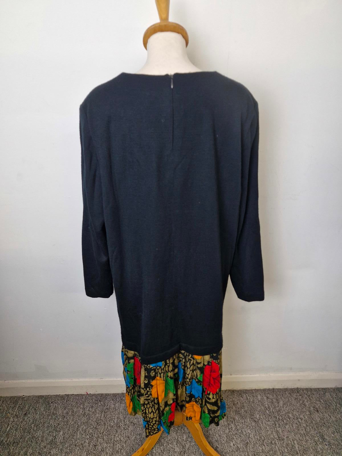 Womens Vintage Long Midi Black Long Sleeve Dress Scarf XL