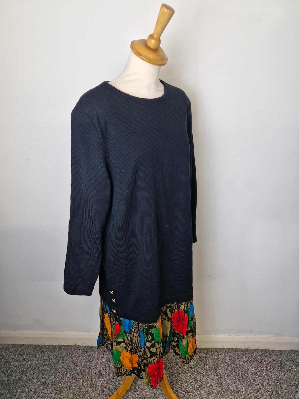 Womens Vintage Long Midi Black Long Sleeve Dress Scarf XL