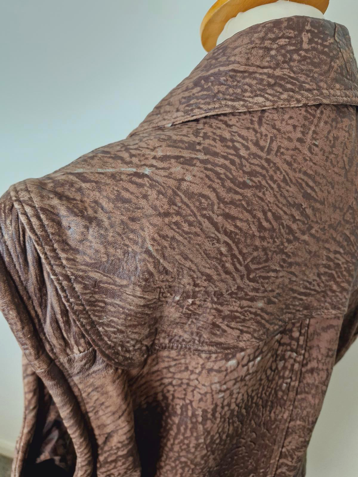 Mens Vintage Real Leather Gilet Jacket Waistcoat Western XL