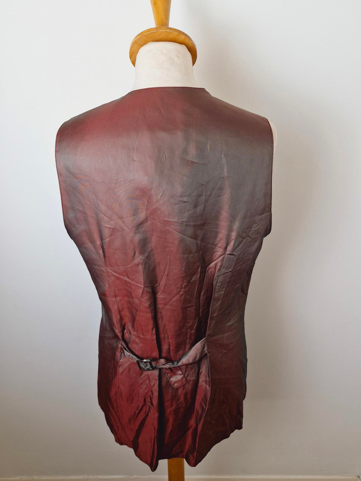 Womens Vintage 90s Boho Satin Waistcoat Gilet Top S UK10