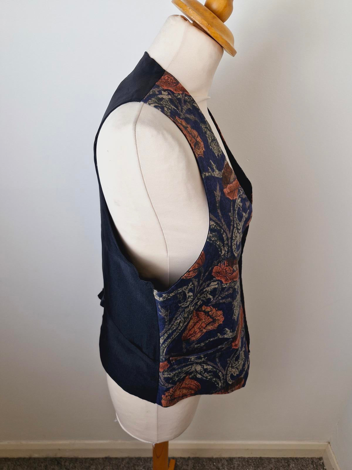 Mens Vintage Boho Waistcoat Gilet Floral M