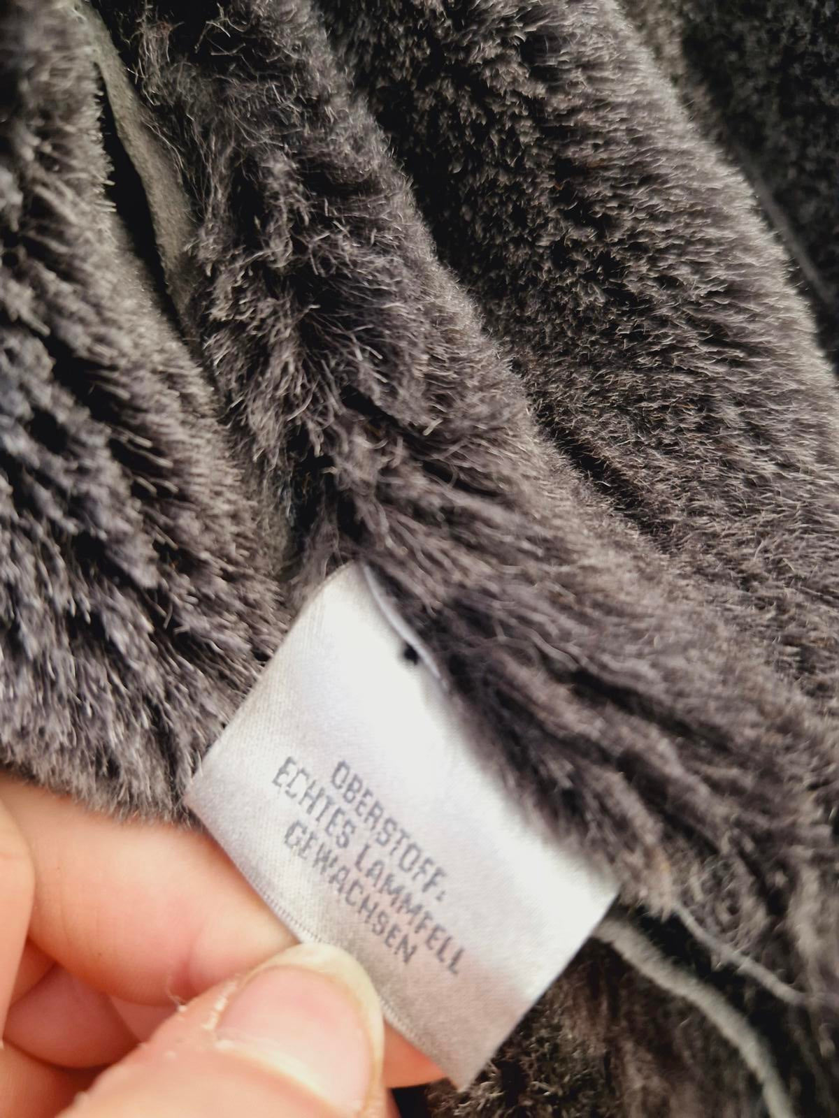 Womens Vintage Suede Sheepskin Shearling Leather Coat Jacket UK12 M Hooded
