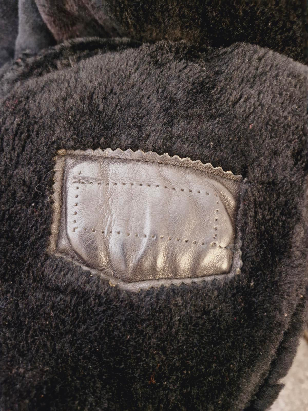 Womens Vintage Suede Sheepskin Shearling Leather Coat Jacket Green Black UK14