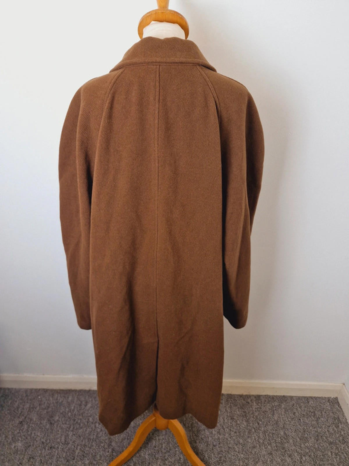 Womens Vintage Long Coat Jacket Brown Retro 1970s L