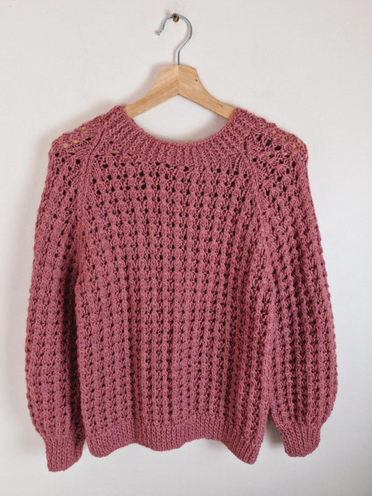 Handknitted Pink Jumper M