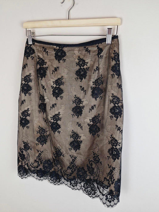 90s Lace Slip Skirt S