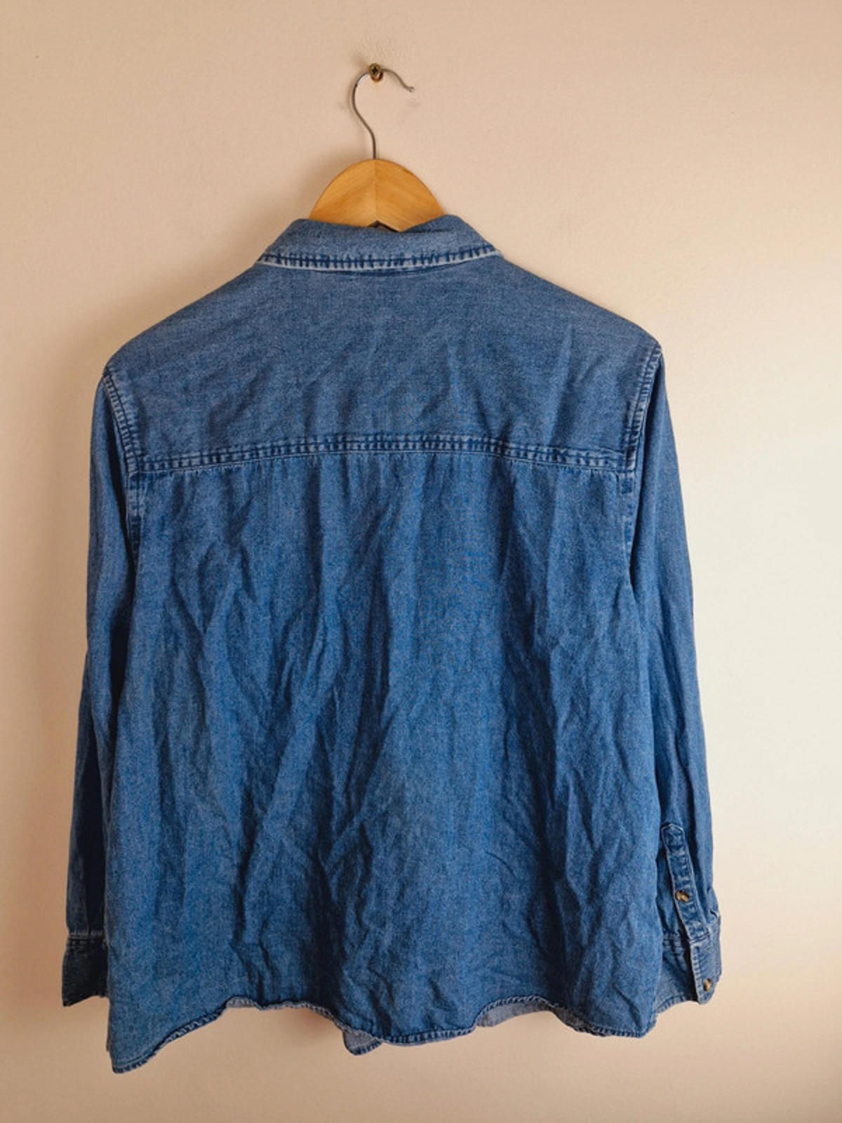 Womens Vintage Christmas Long Sleeve Embroidered Denim Shirt Top Blouse Cotton XL