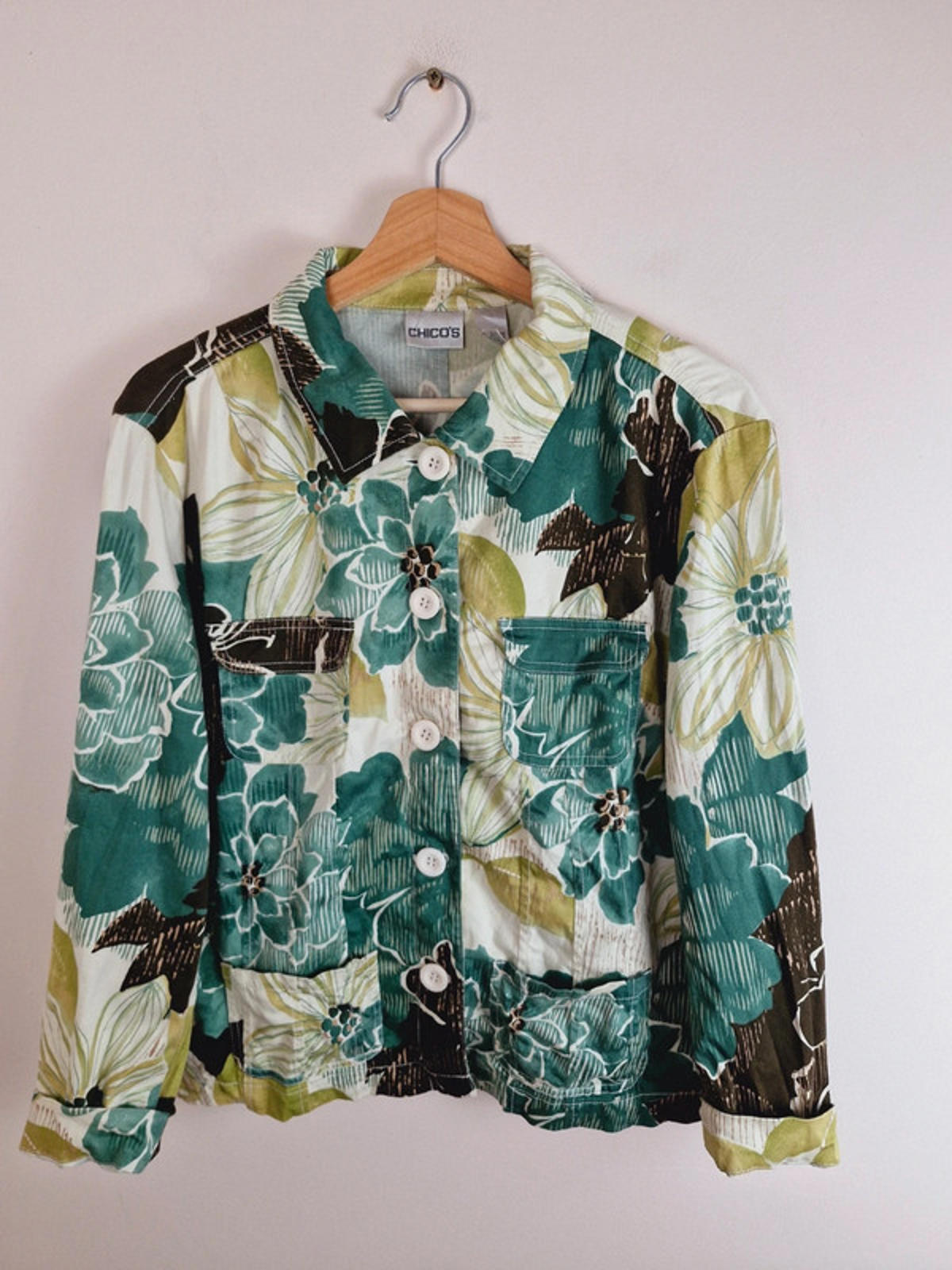 Womens Vintage y2k Chicos Cotton Funky Green Jacket L