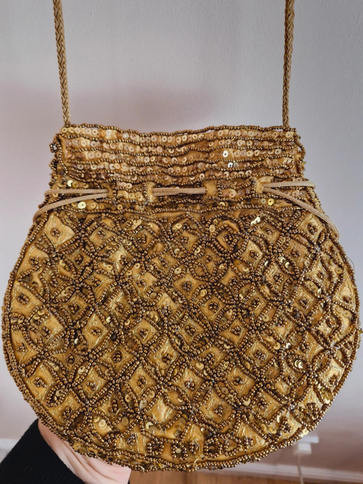 Gold Beaded Shoulder Bag