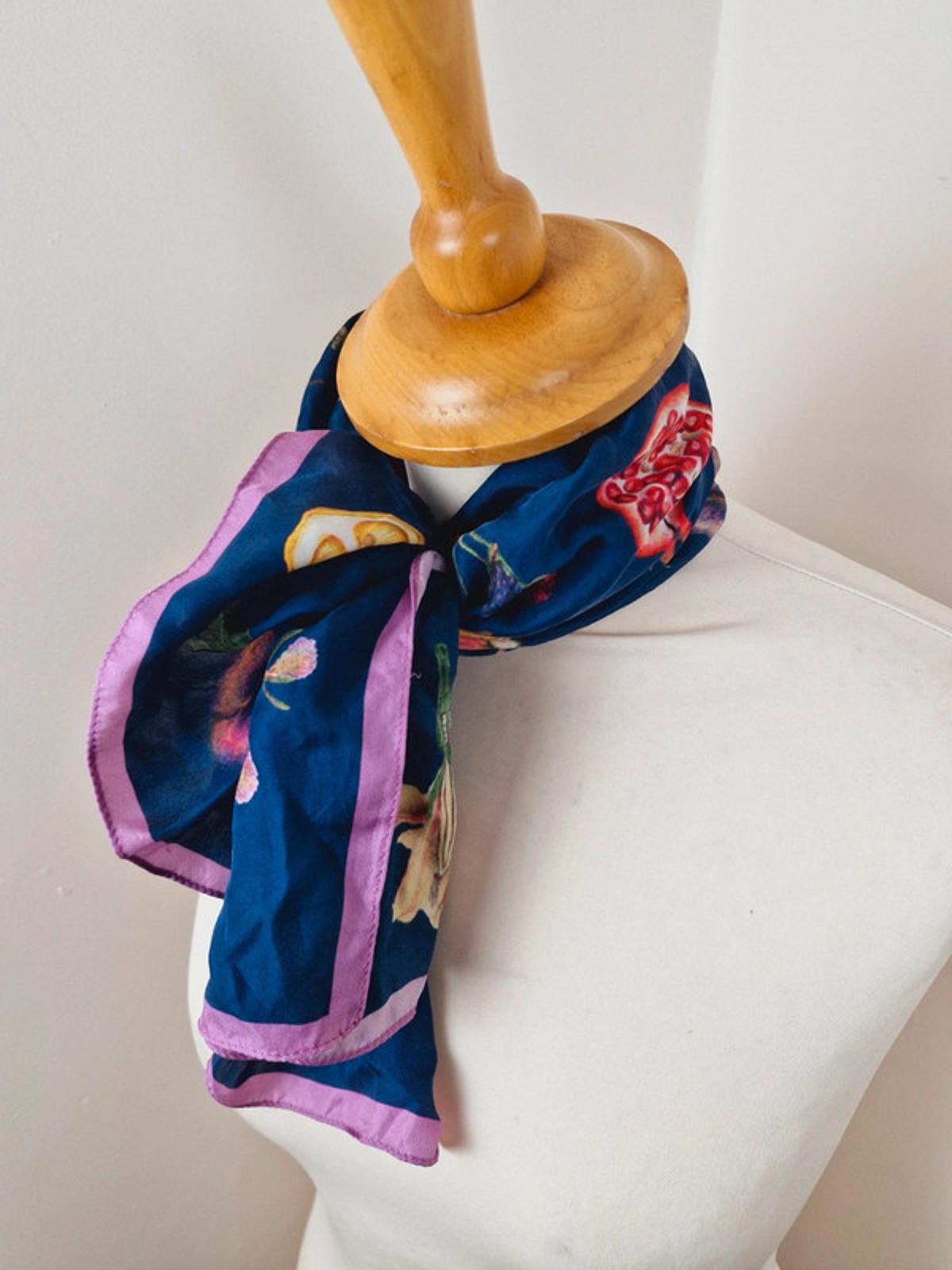 Womens Vintage Fruit Bee Square Scarf Shawl Neck Tie