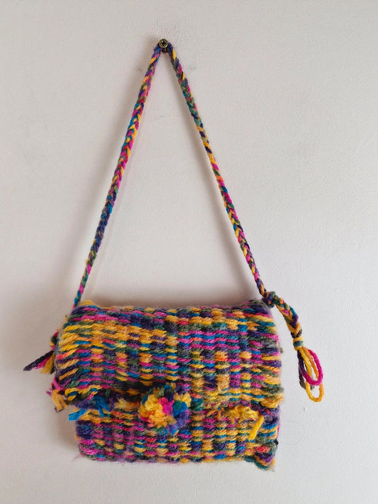Handknitted PomPom Bag