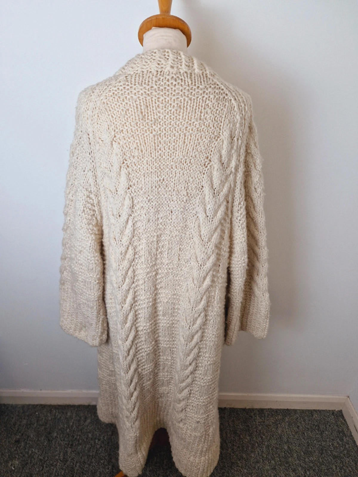 1970s Handknitted Cardigan Coat L UK16