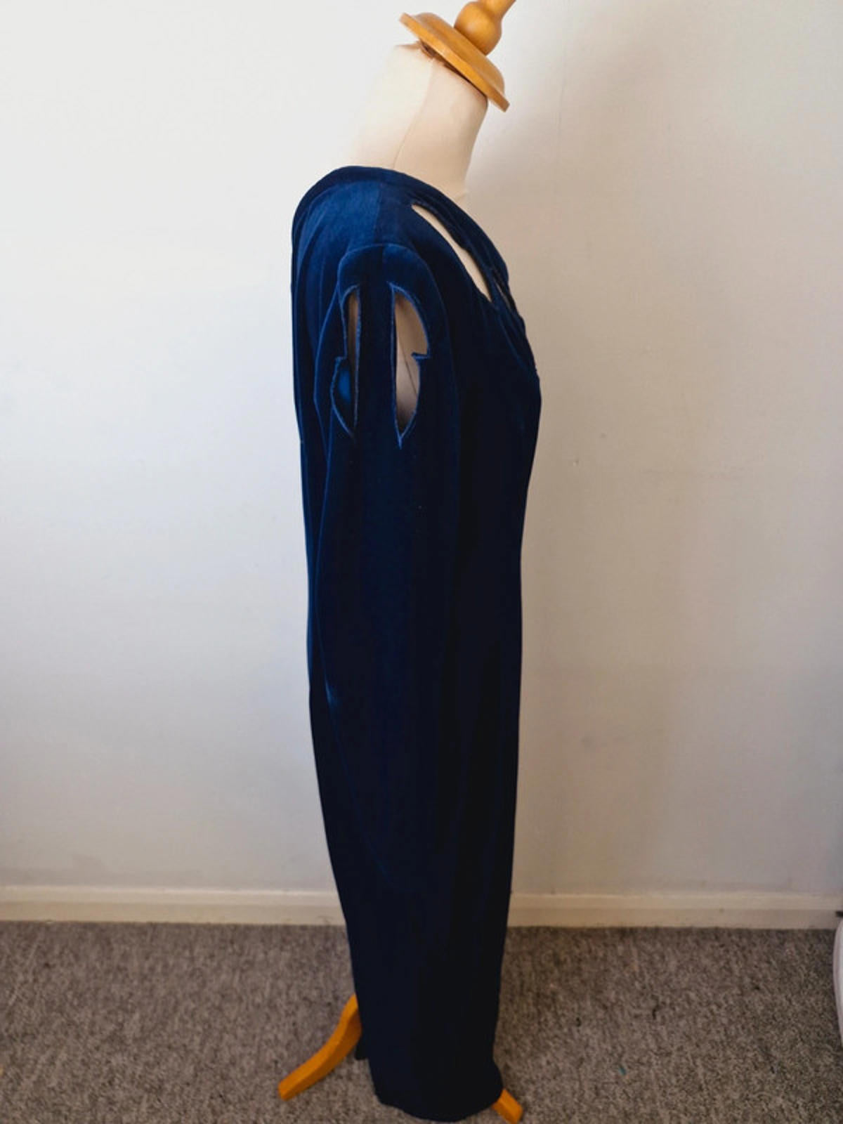 Womens Vintage One Shoulder Long Maxi Velvet Dress L